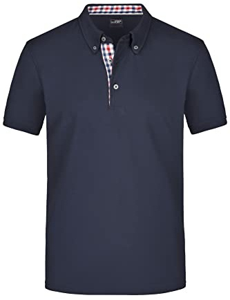 James & Nicholson Klassisches Herren Polohemd - Polohemd mit Button-Down-Kragen | Farbe: navy/red-navy-white | Grösse: M