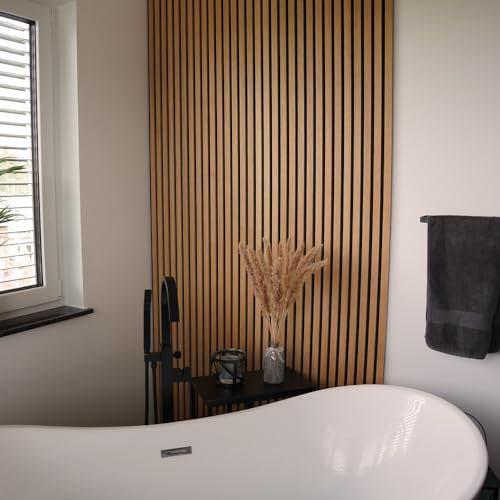 HOME DELUXE - Akustikpaneel SONIC Oiled Oak - 3 Paneele – 0,96 m², ca. 80 x 40 cm, Holz/Polyester, auf- und nebeneinader platzierbar I Akustik Paneel Schallschutzpaneel Akustikplatten Wandpaneel