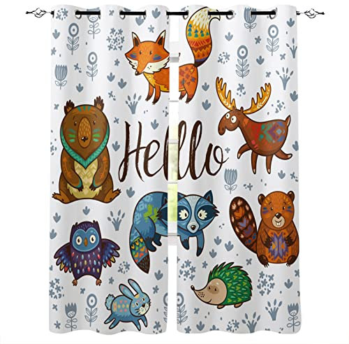 SJSXWQN Vorhänge Graues EichhöRnchen Igel Gardinen mit Ösen Vorhang Blickdicht Thermo Verdunklungsvorhänge Schiebegardinen für Schlafzimmer Wohnzimmer H 175 x B 140 cm 2er Set