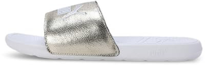 PUMA Cool Cat 2.0 Metallic Shine, Slide Sandal Unisex Adulto, Gold Silver White, 38 EU