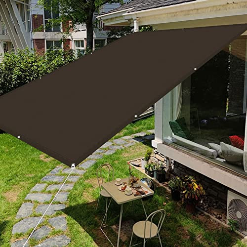 Voile d'ombrage Jardin étanche Rectangulaire 1.8 x 3.4 m UV Protection Brise Vue pour Balcon avec Oeillets et Cordons pour La Couverture VéGéTale Serre Pergola, ‎Marron