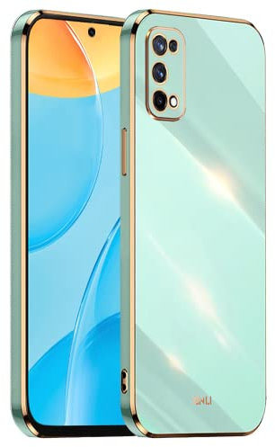 EASSGU [Telaio Elettrolitico Custodia per Realme 7 Pro (6.4 Inches) Cover Protettiva in Morbido Silicone TPU - Verde