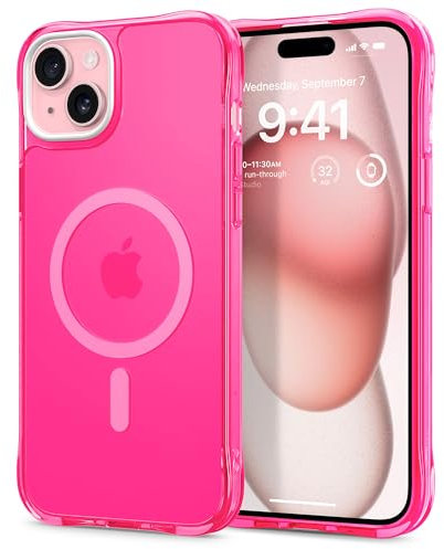 CYRILL by Spigen UltraSheer Mag Case Compatible with iPhone 15 (2023) [Compatible with MagSafe] - Hot Pink
