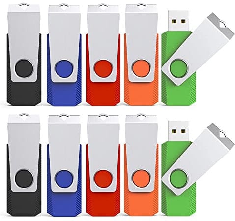 USB Stick 64GB 10 Stück Set KEXIN 64 GB USB Sticks Speicherstick USB2.0 Rotate Metall Flash Drive 10er Pack Flash-Laufwerk für PC/Mac/Desktop/Laptop