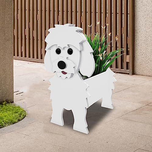 ARRITS Kreativer Haustier Hund Blumentopf, Maltese Hund Pflanzkübel Blumentöpfe für Gartendekoration, PVC Pflanztöpfe für Innenbereich Im Freien, Kleine Welpen Geschenke für Hundeliebhaber