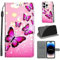 for iPhone 14 Pro (6.1) 2022 5G Case, PU Leather Wallet Book Flip Folio Stand View Cover Pouch Compatible with iPhone 14 Pro Phone Case (Pink Butterfly)