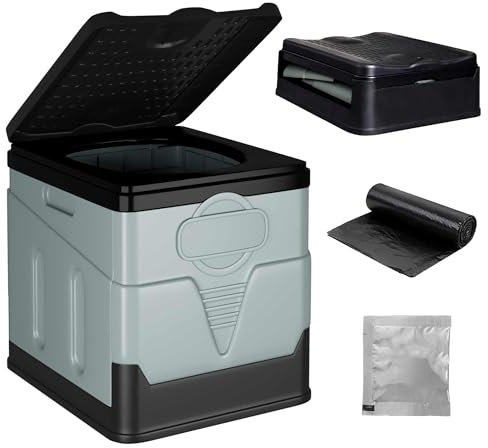 TESPHAN Campingtoilette 34X30X30cm, Mobile Toilette für Tüten, Die Trockentoilette Camping ohne Chemie für Outdoor Camping, Festival, Stau, Zelten