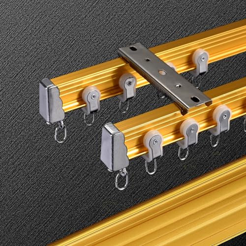 Faltbare Deckenvorhangschiene für Erker, 1 – 4 m, flexibel und gebogen, Vorhangschienensystem zur Deckenmontage / Wandmontage, Aluminium unsichtbare Vorhangschiene (Color : Gold Ceiling Mount,