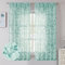 Tollpiz Transparente Vorhänge mit türkisfarbenen Blättern, gestreift, Blätterdruck, Wohnzimmer, kurze Vorhangstange, Voile, Fensterbehandlungen für Schlafzimmer, 96,5 x 114,3 cm lang, Set mit 2