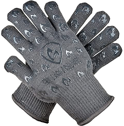 Grill Armor Oven Gloves 932°F Extreme Heat & Cut Resistant Oven Mitts with Fingers for BBQ, Cooking, Grilling, Baking – Accessory for Smoker, Cast Iron, Fire Pit, Camping, Fireplace, Griddle & More