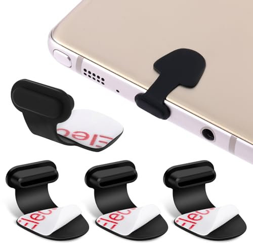 Amabro 4PCS Type C Port Dust Plug, USB C Dust Cap Anti-Dust Charging Port Plug Silicone Dust Protector Anti Dust Plug Cover Anti-Lost Protective Case Compatible with Laptop Smartphone (Black)