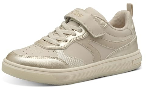 s.Oliver Mädchen Sneaker flach mit Klettverschluss Bequem, Gold (Champagne Comb), 37 EU