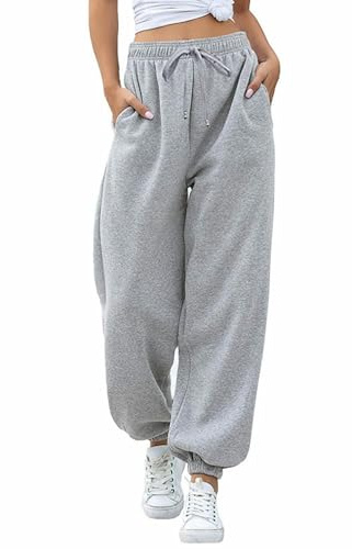 Sweatpants Womens Cinch Bottom Plain Trousers High Waisted Baggy Joggers Lounge Pants Sports Tracksuit Bottoms