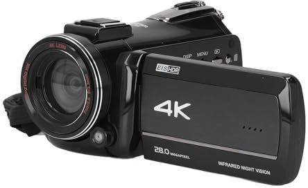 Videocamera 4K, Videocamera da 28 MP 60 FPS, Zoom Intelligente 30X, Visione Notturna, Touch Screen da 3,0 Pollici, Sincronizzazione WiFi, Doppio Microfono, Batteria da 2000 MAh