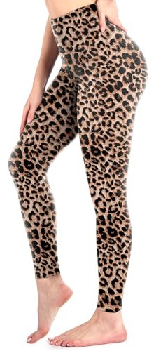 Sanpetix Hohe Taille weiche Leggings Damen, Frauen Dehnbare Hose für Damen, Fitnessstudio Leopard LXL