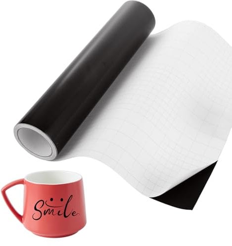 YOUNTHYE 12 x 50 FT Black Permanent Vinyl, Black Self Adhesive Roll for Cricut, Glossy Vinyl Permanent for Mug, Cup, Window Stickers, Home Decor and DIY Projects