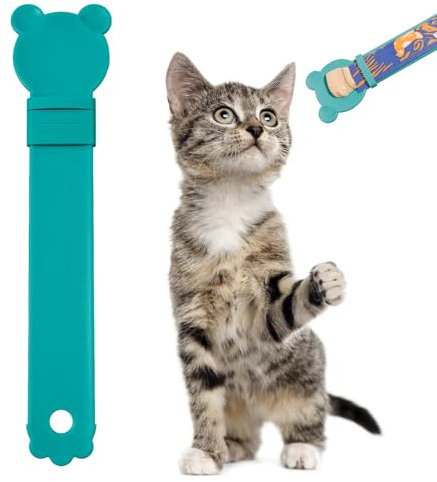 COODAM Cat Treat Squeeze Spoon Dispenser - Multi Cat Food Spoons for Wet Food Lickable Treat Squeeze up Spoon for Liquid Snack Water Feeding (Blue)