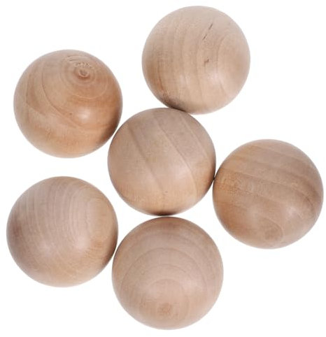 VOSAREA 6pcs Reusable Wood Cork Plugs Wooden Round Ball for Decanter Carafe Bottle Replacement Cork Balls Wine Saver Decanter Stopper Replacement for Crafts Wine Glass Stopper