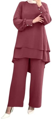 MODSGUE Gebetskleidung Für Frauen Mit Rosenkranz Tasche Hijab, Islam Damen Kleidung Set, Abaya Kopftuch, Muslim Kleider, Khimar Muslimisch Zweiteilige Sets Langarm Top Kleid mit Hosen