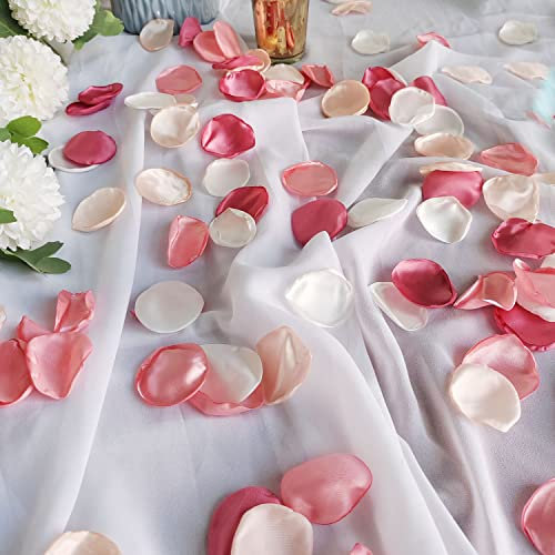 Capesaro Künstliche Rosenblätter, Deko Rosenblätter Rosa und weiß - Hochzeit, Valentinstag, Den Tischaufsatz, Geburtstag, Romantische Atmosphäre,Geschenkboxen dekorieren-200 Stück