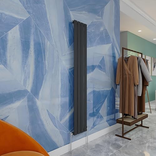 Central Heating Radiator,1600x272mm Anthracite Vertical Flat Single Panel Column Energy-efficient for Morden Multi-Scene