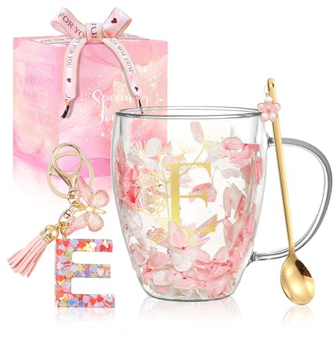 Regalo Donne Tazze da Caffè Regalo Compleanno Originale per Lei Tazze da Tè Espresso Personalizzate Regali Matrimonio Amicizia Carine Tazze in Vetro Doppia Parete Regali Natale Accessori Rosa