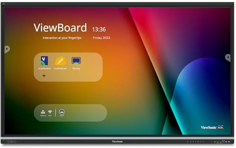 ViewSonic IFP8651 86 Inch 4K ViewBoard Interactive Smart Board with Built-in Educational Software, Android 14, Google EDLA, 50 Points, Built-in Microphone, HDMI, VGA, USB Hub and USB C Inputs