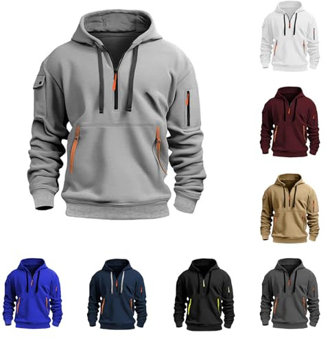 Generisch 2025 Frühling und Sommer Freizeit Pullover mit Kapuze Herren Hooded Einfarbig Vordertasche Sweatshirt Freizeit Leicht Soft Kordelzug Sweatshirt für Männer Herren Hoodie Slim Fit Kordelzug