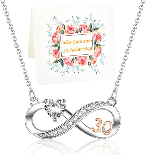 USEEDOVIA 20/30/40/50/60/70/80 Geburtstag Geschenke Frauen Geburtstagsgeschenk Kette Unendlichkeitszeichen Herz Zirkonia Rose Vergoldet Infinity Halskette Schmuck