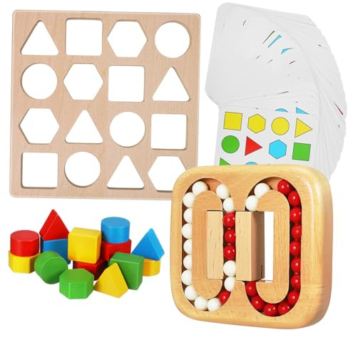 ZUNOXAZ Holzpuzzle für Senioren Geometrische Memory Spiele mit Drehbaren Kugeln Kognitive Denkspiele mit Großen Teilen Langlebiges Gedächtnistraining für Ältere Erwachsene und