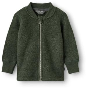 Dilling Jacke aus natürlicher Merinowolle für Babys - Dunkelgrün meliert 68