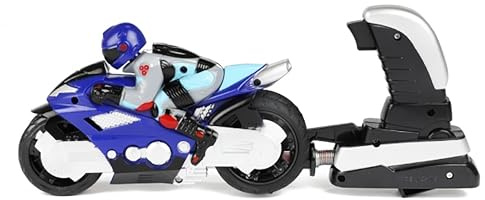 Toi-Toys SPIELZEUGMOTORRAD mit Fahrer und Abschuss bis zu 10 Meter Turbo Racers Shooter Spielzeug Motorrad Rennmotorrad 50 (Blau)