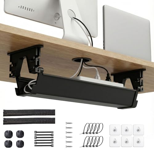 Under Desk Cable Management,Front Open,Wire Management Tray for Home Office