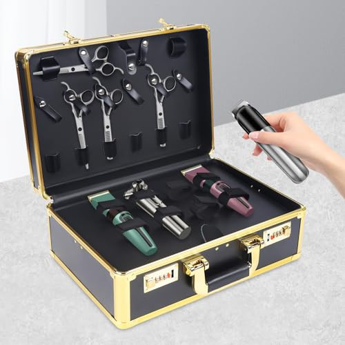 Valigetta per attrezzi da parrucchiere, organizer portatile, con serratura sicura con password, barbiere, borsa da viaggio, stilista, barbiere, scene di trucco per matrimoni