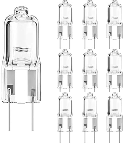Xiansini GY6.35 Halogen Bulb, 10Pcs GY6.35 Halogen Light Bulbs 2 Pin 50W 12V, Clear Capsule Light Bulb, Dimmable 2700K Warm White T3 Bi-Pin Bulbs for Under Cabinet Lights, Track Lighting, Landscape