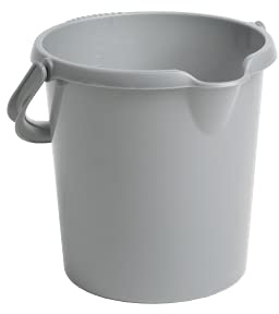 M1SS 10 Litre Silver Plastic Bucket with Measuring Scale & Spout – 10L Compact Household and Garden Bucket with Ergonomic Handle