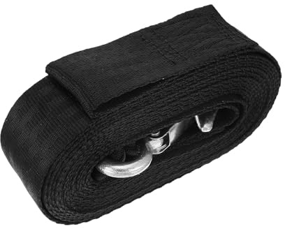 Healeved Sangle de Treuil Noire en Polyester 6 Mètres avec Crochet Acier Sécurisé pour Remorque et Bateau, Corde de Treuil Résistante Adaptée Remorquage Automobile et Couleur Aléatoire