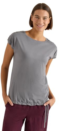 Damen Kurzarm Shirt mit Boatneck und Raffung