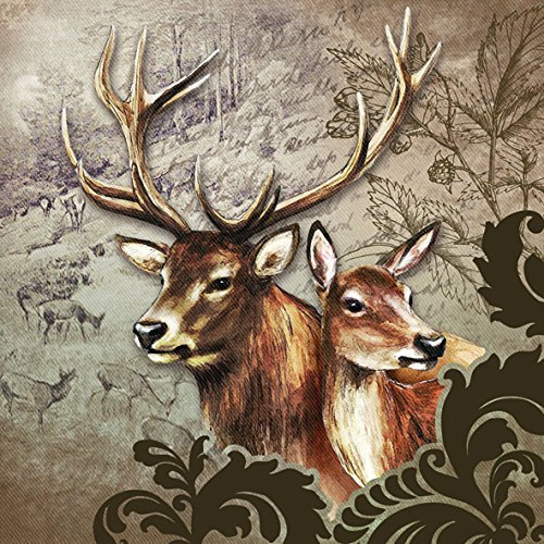 20 Servietten Hirsch/Hirschmotiv/Reh/Wald/Jagdmotiv 33 x 33cm