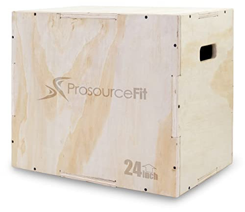 ProsourceFit 3-in-1 Wood Plyometric Jump Box For Cross Conditioning, Agility, Vertical Jump Training & Plyo Workouts, Beige, 30L x 24W x 20H