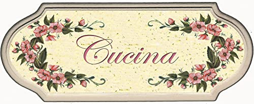Domus Artis Targa per Porta Camera Shabby Chic Country Decoro Fiori Rosa (Cucina de. 10)