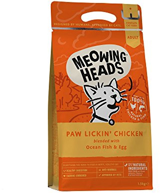 Meowing Heads Dry Cat Food - Paw Lickin' Chicken - 100% Natural Chicken and Fish with No Artificial Flavours, Good for Healthy Digestion, 1.5 kg