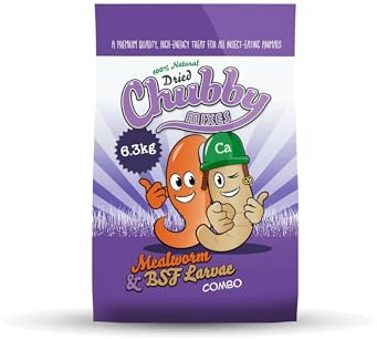 Chubby Mealworms Dried Mealworms and Calci Worm Mix (6.3Kg), Dried Mealworm & Calci Worm, Calciworms Treats More Calcium than Meal Worm For Wild Birds, Protein Rich for Birds, Reptiles
