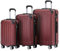 BEIBYE Hartschalen-Koffer Trolley Rollkoffer Reisekoffer Handgepäck 4 Rollen (M-L-XL-Set) (Weinrot, Set)