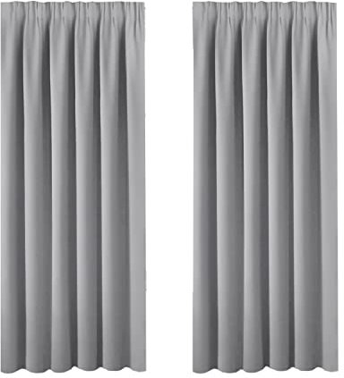 Insulated Thermal Blackout 72-Inch Drop Grey Curtain Panels Pair - Pencil Pleat Window Drapes for Bedroom/Living Room (Set of 2, Dove Grey)