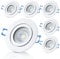 Sweet LED Einbaustrahler Bad Aluminium IP44 Einbauspots GU10 7W deckenspots Warmweiß Badezimmer Einbauleuchte Klickverschluß Feuchtraum Einbaurahmen Decken spot weiß matt 6er Pack