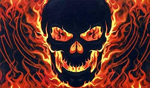 Fahne Flagge Pirat WITH FIRE Totenkopf mit Feuer 90x150 cm Fahnen Flaggen