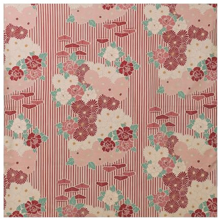 Japanisch Furoshiki Tuch Retro Blume Große 100×100 cm Made in Japan 100% Baumwolle Kissenbezug Modern Dekoration Furoshiki Stoff (Rot)