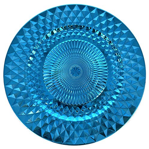 Allgala Charger Plates, 13-Inch 6-Pack Heavy Duty Plastic Diamond Pattern Sparkling Wedding Charger Plates-Turquoise-HD80406