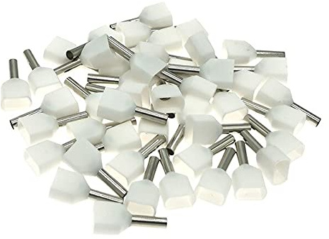 Lot de 50 embouts de câble doubles isolés blancs 2 x 16 mm²